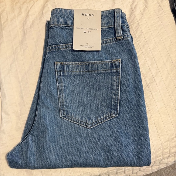 REISS Raye high-rise slim straight denim in light blue jeans sz 27 NWT - Picture 4 of 6